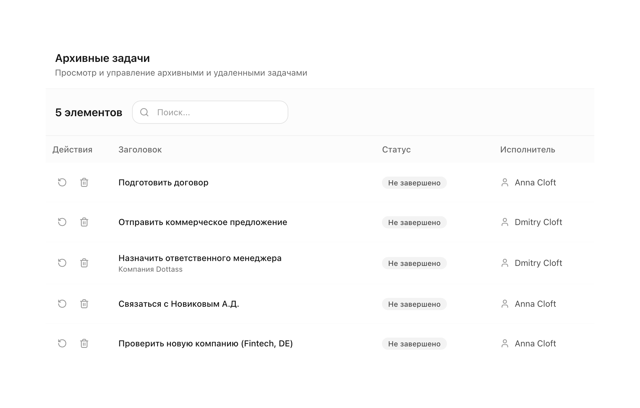 Архивация задач